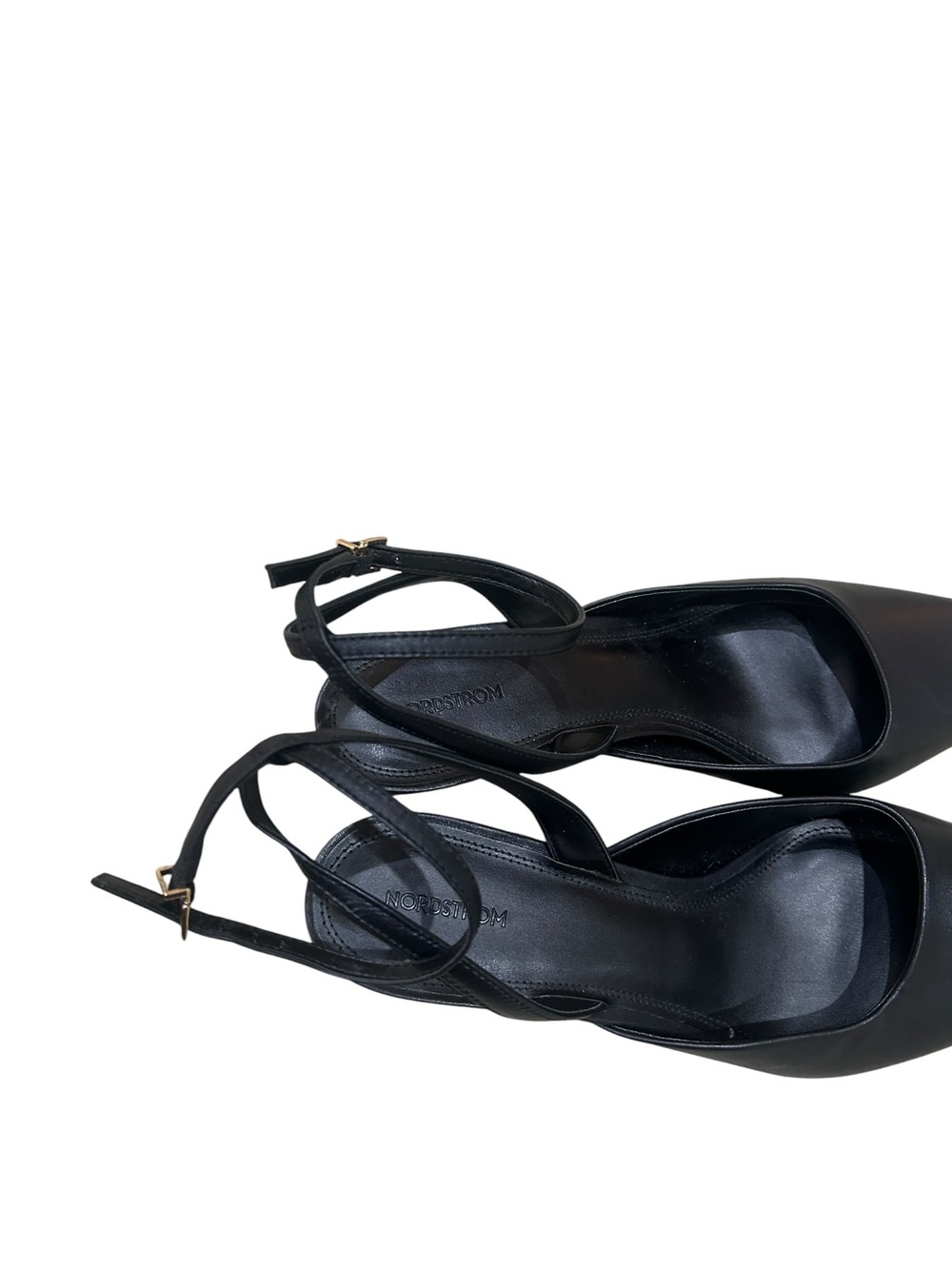 NWT Nordstrom Black strappy ankle Pointed-Toe Slingback Kitten Heels size 10 - Picture 6 of 8